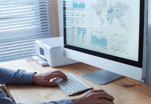 Digital marketing dashboard on monitor