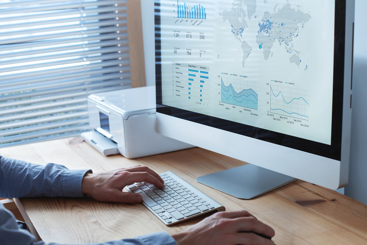Digital marketing dashboard on monitor