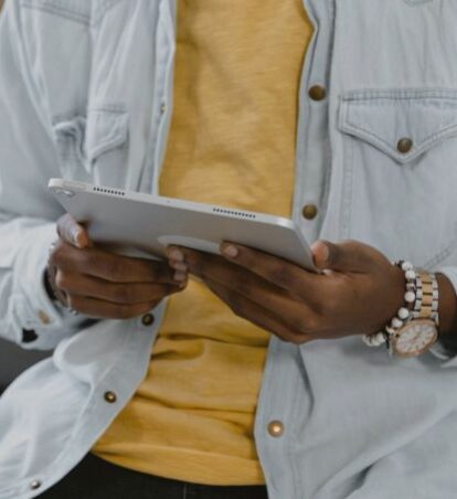 Person holding tablet